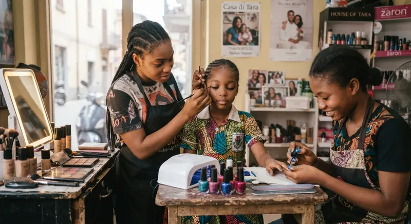 Makeup artist doing a client's makeup