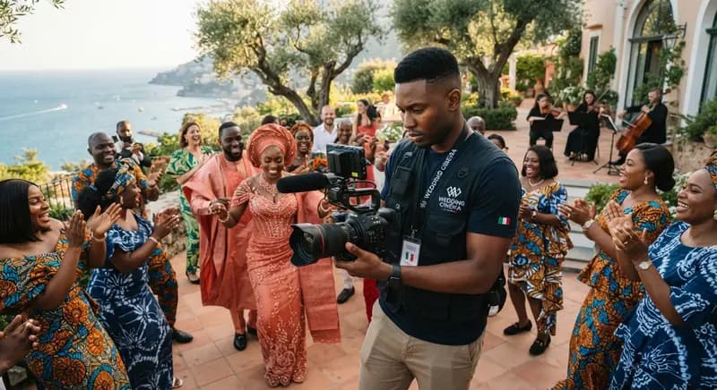 Videographer filming a celebration
